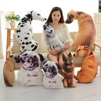 3D Възглавница с принтом сладък извити кучета, реалистично животно, Забавната Куче на главата, cosplay, Детска Любимата играчка, възглавница за дома
