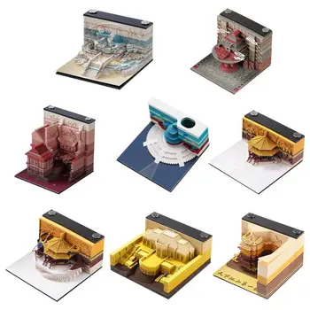 Omoshiroi Block 3D Memo Pad Led Howarts Бележник 3D Модел на Замъка Лепкава Бележка 3D Art Hary Дизайн на Потребителския Блок Бележка Подарък за Приятели