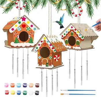 Направи си Сам Комплект За Птичи Къщички bird ' s Nest Вятърни Свирки Непълни Птичи Къщички За Производство на Коледните Къщички С 12 Мастила и 2 Четки