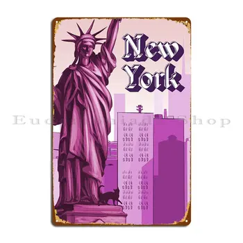 Ню Йорк, Ню Йорк, Град пътуване, САЩ, Метални табели, плакат дизайн, Декорация на хола, Отпечатан плакат с тенекиен името на клуба