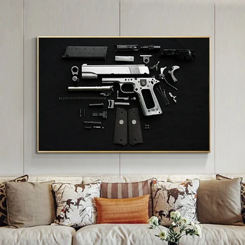 Пистолет избухна оглед, стенни картини, плакати и щампи за дома в хола, Без рамка