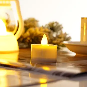 Слънчевата Свещ Чаена Лампа Бездымная Имитация Led Електронна Свещи Лампа Открит Коледен Чай Восък Върху Хелоуин
