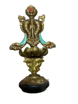 Стара Цинский династический Тибет, медна статуя на Буда Дюбоа, статуята на духовен обект, ръчна изработка