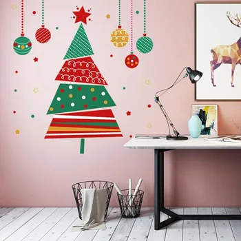 Стикери за стена под формата на елхи, стъкло, стикер, Коледно дърво, Коледна стикер на прозореца, Коледна украса за дома, стенни декорации Навидад