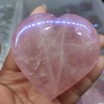 1 бр. Естествено с галванично покритие angel аура във формата на сърце, розов кварц, скъпоценен камък за кристали, лечебни камъни