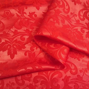1 метър X 1,1 м Ретро Коприна тъкани Шармез Жаккардовый коприна и Вискоза за рокли коралов цвят