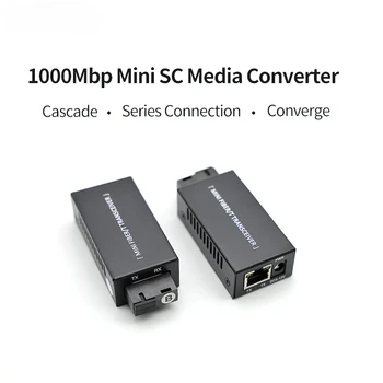 1 Чифт Gigabit 100/1000 М A/B SC Ethernet Оптичен Комутатор Медиаконвертер Rj-45 Optical Радиостанцията 20 КМ fibra Комутатор с Източник на Захранване