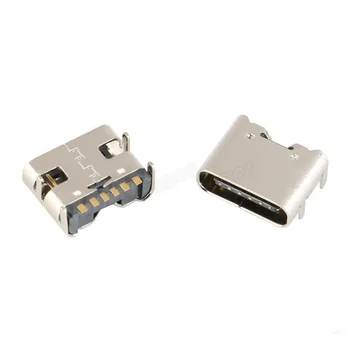 100ШТ SMD USB-3.1 connector Type-C с гнездовой база 6P прост тип 4 фиксирани контакт за бързо зареждане с висок ток