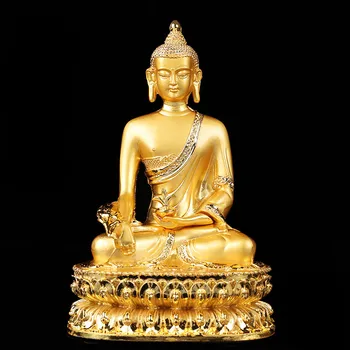 14 см Златна Сплав От сплав Медицина / Фармацевт Тибетски Будист Статуя на Буда Фигурки за Украса на дома