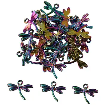 17,5 x 14 мм Цветни Висулки във формата на конче, Висулки във форма на насекомо от сплав във формата на конче, Прекрасната Украса, Медальони във формата на водно Конче