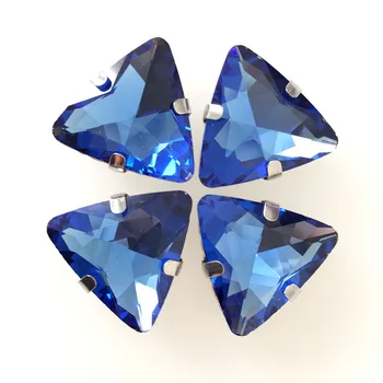 18 мм Триъгълна форма светло-син кристал с най-високо качество sew камъни rhinstones 20pcs Безплатна доставка