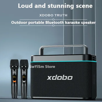 2 Безжични МИКРОФОНА K Song 200 W висока Мощност Открит Портативен Bluetooth Високоговорител Къмпинг Тежък Бас Caixa De Som HIFI Качество на Звука Аудио