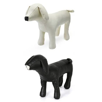 2 бр. Кожени манекени за кучета в изправено положение, играчки за кучета, манекен за показване в магазин за домашни любимци, Бяло и черно