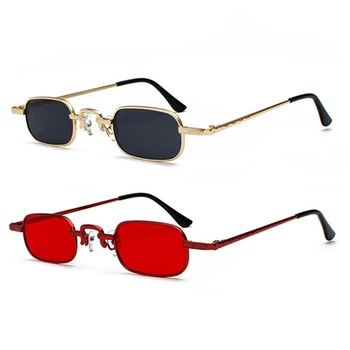2 бр. ретро пънк очила, прозрачни квадратни слънчеви очила, дамски ретро слънчеви очила, мъжки, метална дограма, черен, Сив + златен и червен