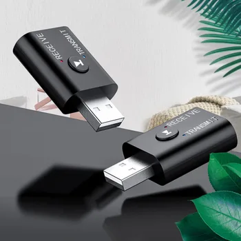 2 В 1 USB Bluetooth-съвместими аудиоприемник-предавател 5.0 AUX вход 3.5 мм Аудио Безжичен адаптер TR6 за домашната си музикална система в колата
