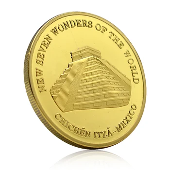 2007 Новите 7 чудеса на света Златна монета Чичен Ица - Мексико Позлатен медал Подаръци за спомен украса