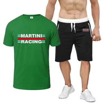 2023 нов мъжки восьмицветный костюм с къси ръкави Martini Racing, панталони с принтом, лятна висококачествени спортни облекла, 2 бр., тениска, панталони sp