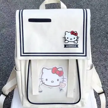 2023 Раница Sanrio на Hello Kitty с аниме-мультяшными торби Sanrio, ученически чанти голям капацитет за студенти, Женски раница с принтом в подарък