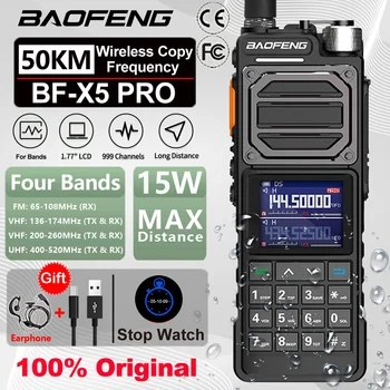 2024 BaoFeng BF-X5 PRO Уоки Токи Long Range Ham Radio Четырехдиапазонная Честота на Архивиране Висока Мощна Преносима Радиостанция Type-C Outdoor Two Way