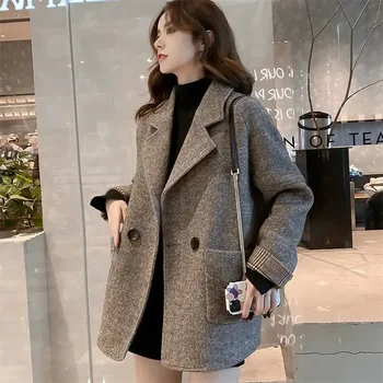 2024 Нов костюм, палто, женски корейски британския стил, без есенното издание на британския Свободен спокоен обикновен топ, дамско зимно палто