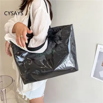 2024 Парусиновая чанта през рамо в корейски стил от прозрачен PVC, водоустойчив, с голям капацитет, универсална чанта за пазаруване за жени