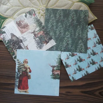 24 Лист 12 Стилове 15,2 * 15,2 см Коледа Дядо коледа, който дойде със сняг, Дизайн, Фонова хартия за бродерия, Scrapbooking, Творчески занаяти