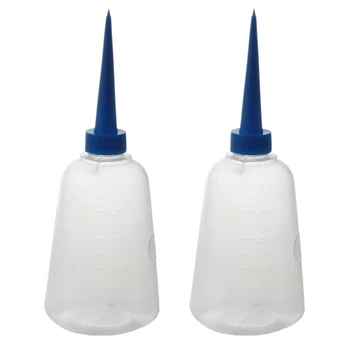 2X 250 мл Прозрачна бяло-синя пластмасова бутилка-апликатор за течно лепило