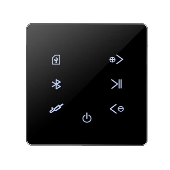 2X Bluetooth-усилвател в стената, USB SD-карта, музикална викторина, на фона на аудио система за интелигентен дом, стерео ресторант на хотела (черен)