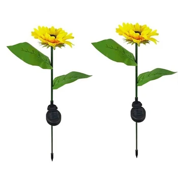 2X led соларни лампа във формата на цвете Семки, Открит Водоустойчива Лампа за украса на градината, косене на тревата