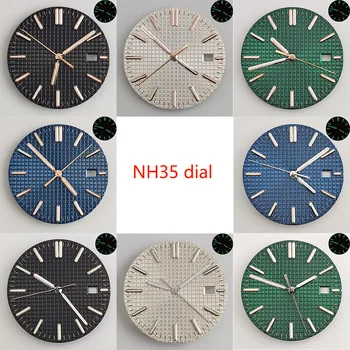 31,8 мм циферблат NH35 подходящ за механизъм NH35NH36 гофрети dial /указател зелено сияние с един прозорец календар циферблат аксесоари за часовници