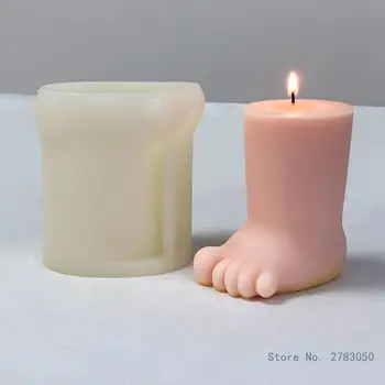 3D Големи Крака Свещ Мухъл Форма на Краката Епоксидни Силиконова Форма за Направата на Свещи САМ Ароматна Свещ Сапун Украшение Смола Мухъл