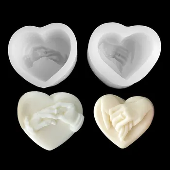 3D Любовта ръка за ръка с Пръстен за любов Моделиране на Силиконовата форма Ароматерапевтическая свещ, ръчно изработени Гипсова глина Украса на масата САМ Производство