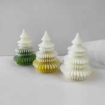 3D силиконова форма за коледната елха, 3D форма, силиконови форми за коледни сапуни и свещи, начало декор, Коледна свещ за