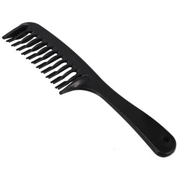 3X Черна двухрядная зъбни гребен за разнищване на коса, шампоан-гребен с дръжка За дълга къдрава влажна коса