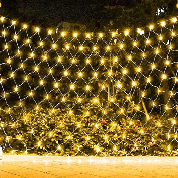 3X2M 200 LED РозовоФиолетовый led мрежест лампа Открит Коледен Мрежест мрежест завеса Страхотна струнен лампа за парти празничен декор