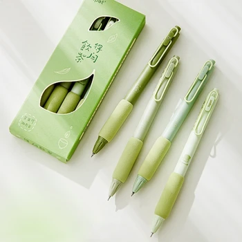 4 бр./компл. Химикалка писалка Green Tea 0,5 мм, гел химикалка с черно мастило, меки на пипане титуляр за писма, Офис, училище, стационарната