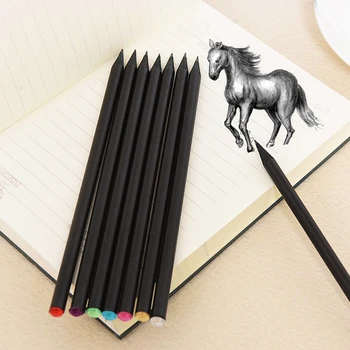 5 бр./лот Висококачествени кристални красивите цветни моливи за рисуване на миниатюри, черен на цвят, Стандартна молив HB Блестящ Молив за подарък за офис