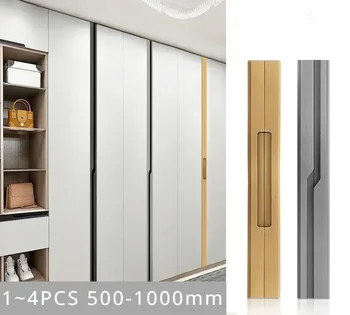 500-1000 мм Вградени Дълги дръжки за шкафове, Мед, кухненски шкаф, мебелен шкаф, дръжки за шкафа, дръжки за шкафа