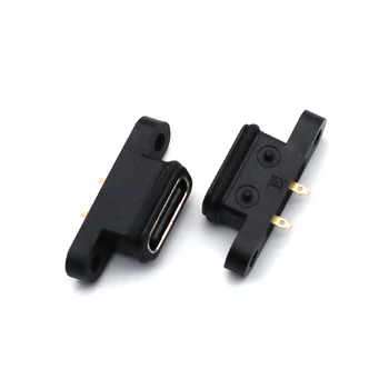 50шт USB Конектор 3.1 TypeC 2Pin 2 Заваръчен тел Водоустойчив Розетка с отвор за винта Гуменият пръстен Порт за бързо зареждане