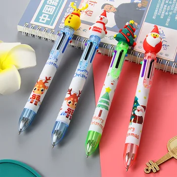 6 цвята, скъпа коледна химикалка химикалка, Мультяшная Химикалка писалка 0,5 мм, Офис и ученически принадлежности, химикалки за писма, канцеларски материали, Коледен подарък