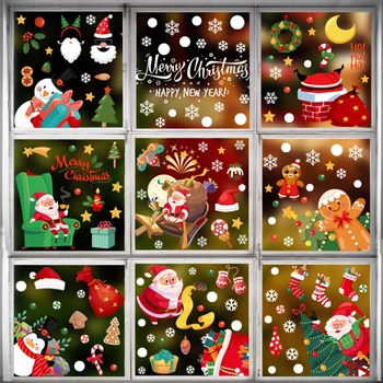 9 Листа 130 бр. Коледни стикери по прозорците, Човечето Човече, Снежен човек, Коледни стикери по прозорците, етикети за зимните партита