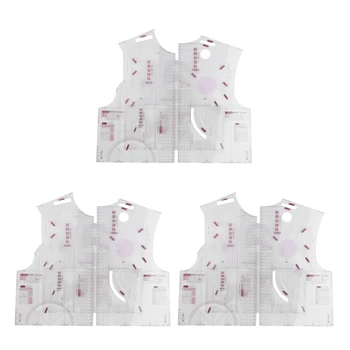 9X Състав за модерен дизайн на тъкани 1: 1, форма за изрязване на шаблона за рисуване на дрехи за ученици, владетел на прототип на дрехи