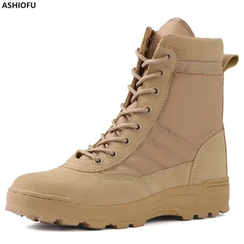 ASHIOFU/ Ново Записване е, Хит на Продажбите, Мъжки Туристически Обувки са Ръчно изработени, Високи Улични Противоударные Тактически Зимните Модни Ежедневни Обувки