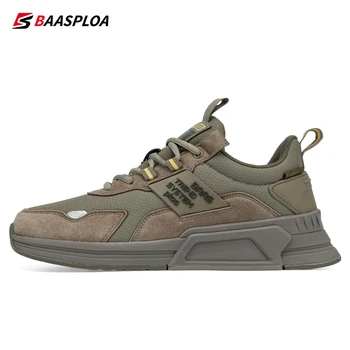Baasploa/ Нова мъжка мода кожа водоустойчив ежедневни обувки, нескользящие износоустойчиви маратонки, дишащи мъжки маратонки