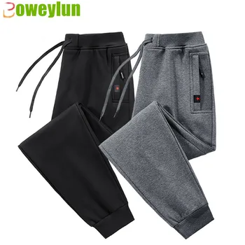 Boweylun/ Нови памучни есенни всекидневни спортни панталони с джобове с цип и завязками, мъжки удобни обикновена прави панталони голям размер
