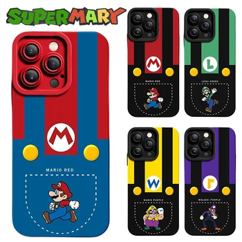 Cartoony Силиконов Калъф за Телефон на Super Mario Bros за Iphone15 14 Pro Max 13 12 11 X XS Plus с Противоударной Корпус, Защитен Делото