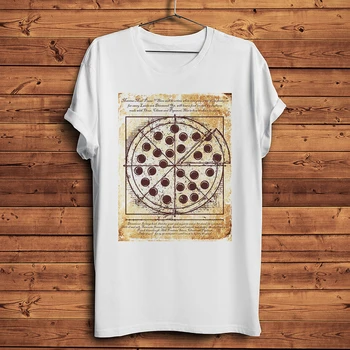 Da Vinci Uomo vitruviano Pizza Perfect Дивизия Забавно geek тениска, За Мъже Homme Ежедневни къса Тениска Унисекс реколта градинска Тениска