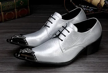 Demisezonnyj лъскави кожени обувки с остър пръсти; многоцветни бизнес ежедневни oxfords с остри пръсти; модел обувки дантела с железни чорапи