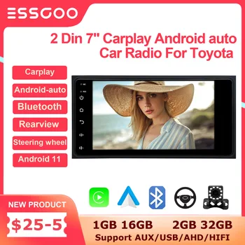 ESSGOO 2 Din 7-Инчов Android Радиото в автомобила 2G 32G Мултимедиен Плеър Carplay Android Auto Авторадио Стерео Bluetooth За Toyota