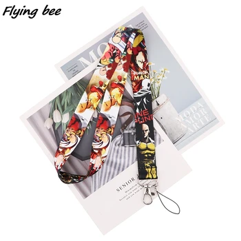 Flyingbee Аниме Boy Punch Man Cartoony ключодържател, ремък, Подаръци за деца, приятели, Телефон, USB-държач за бейджа, колие X1837